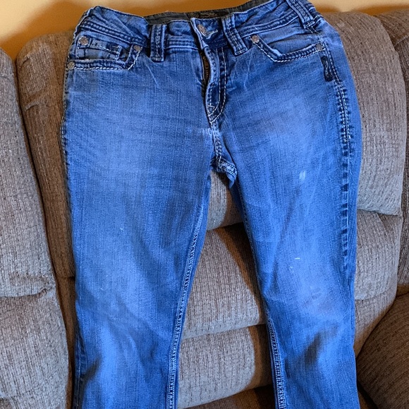 Silver Suki Surplus light wash, w fancy back pockets, sz W27/L32 - Picture 3 of 11